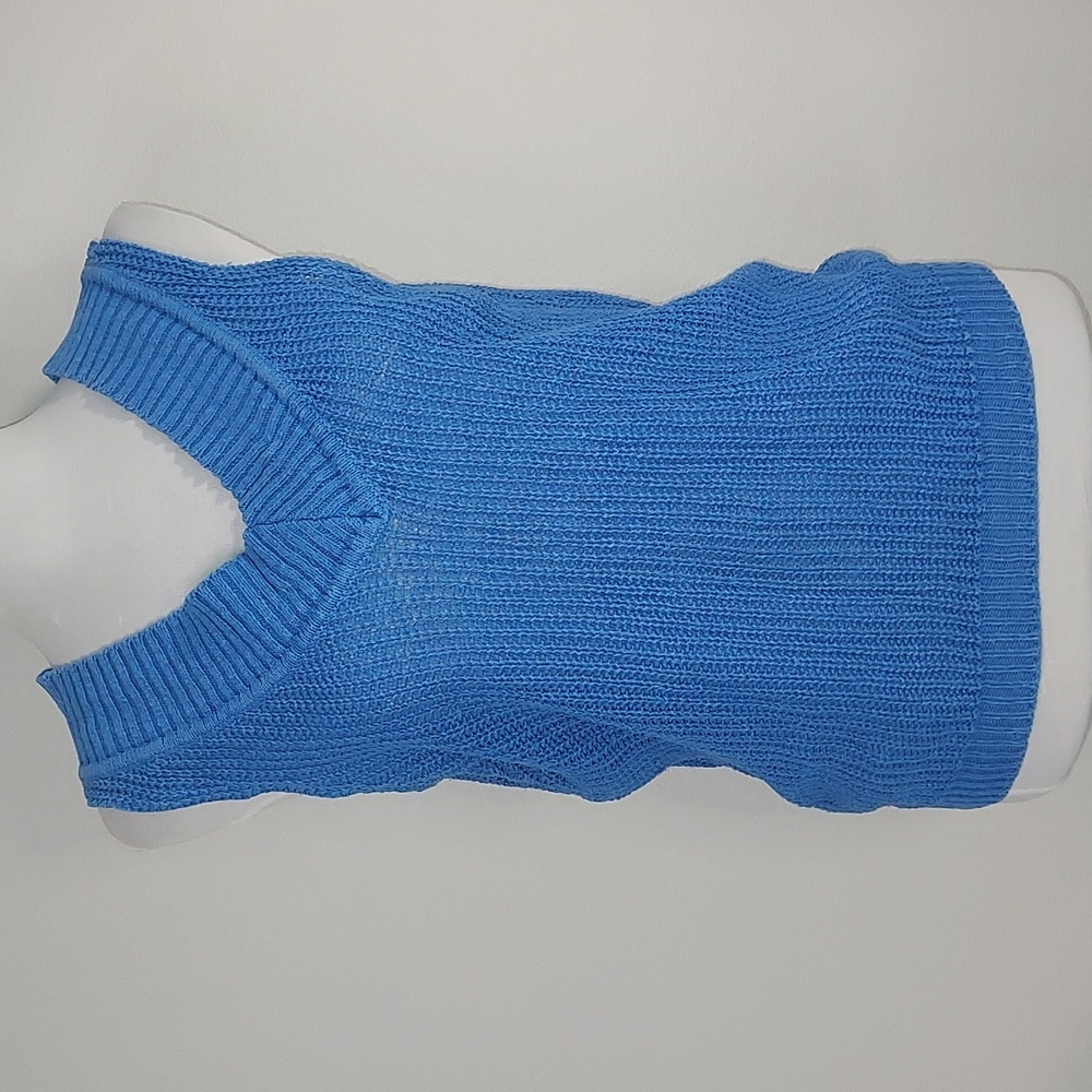 Vintage 80's/90's Spice of Life Blue V-Neck Knit Sweater Vest Size Medium